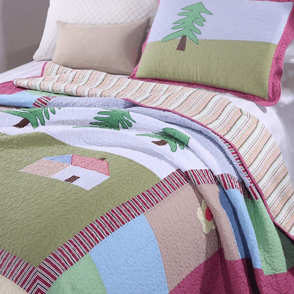 2-Piece Fine Printed Prewashed Quilt Set Reversible Bedspread Coverlet Bed Cover Bedspread Set Non-Slip dustproof Bed Cover (Color : Image Color Size : 180220cm) (Image Color 180*220cm)