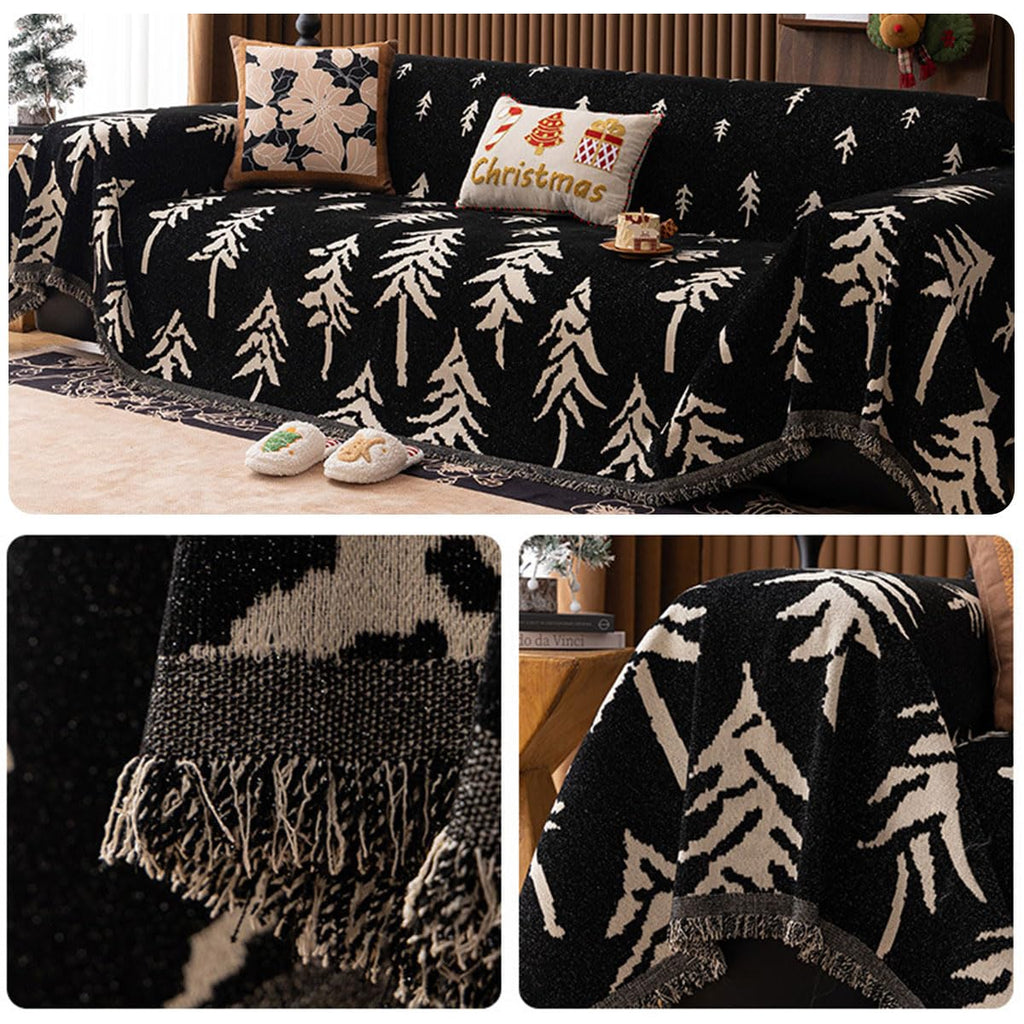 SYXJXEI Christmas Chenille Pine Tree Sofa Throw Blanket