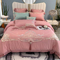 Chinese Style 100 Cotton Satin Wedding Embroidery Four-Piece Set of Simple Big Red Wedding Duvet Cover Bedding (Color : E Size : 1.8m) (F 2m)