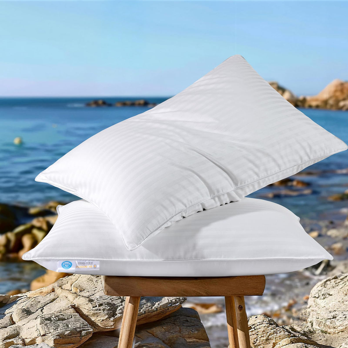 AiAngu Canadian Luxury Goose Down Pillow 600 Thread Count Cotton Shell- Ultra Soft and Comfortable Sleep Pillows - Bed Pillows for Back, Stomach, Side Sleeper-FT321