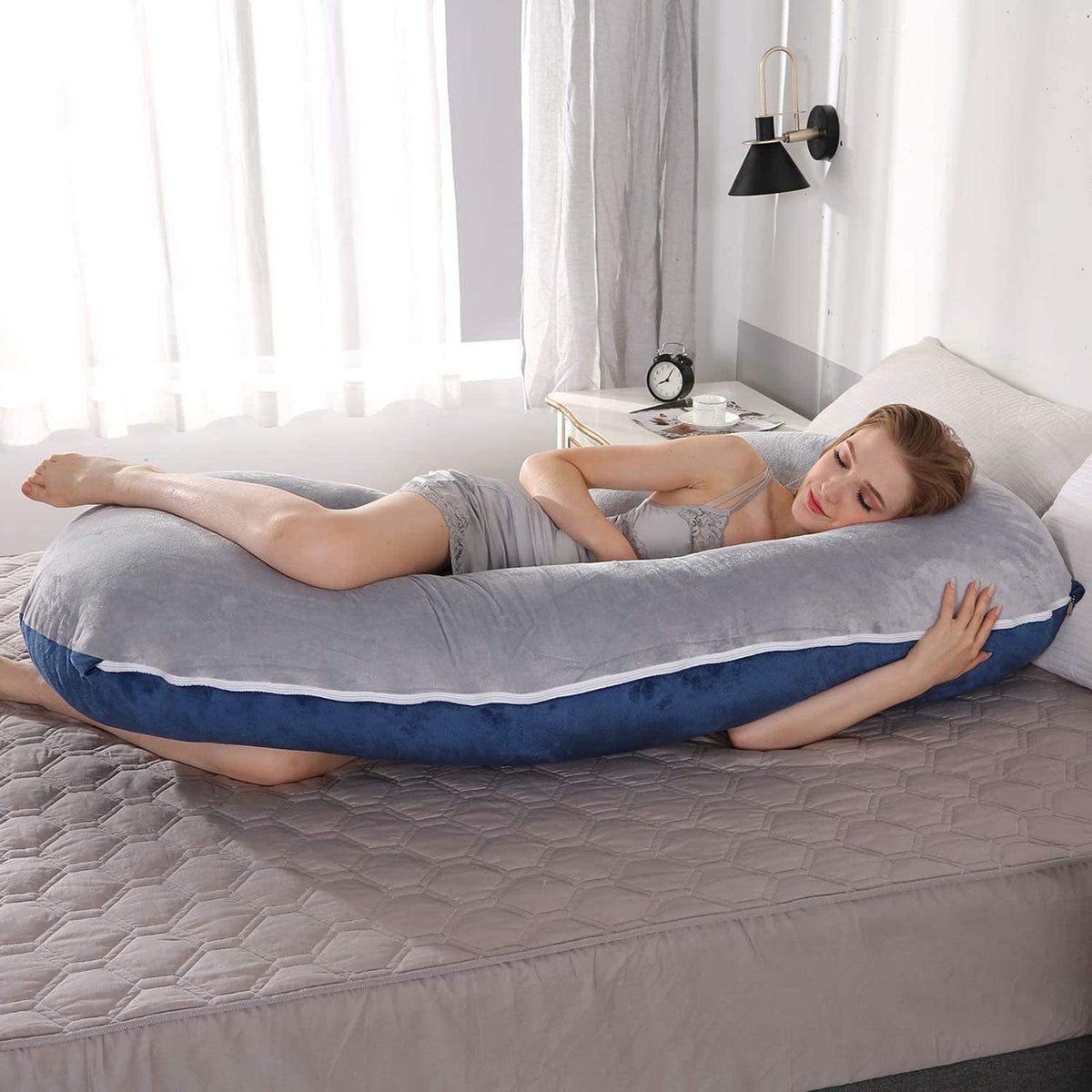 Maternity Pillow C-Type Full Body Pillow and Maternity Support Back Buttocks Legs and Abdomen Detachable