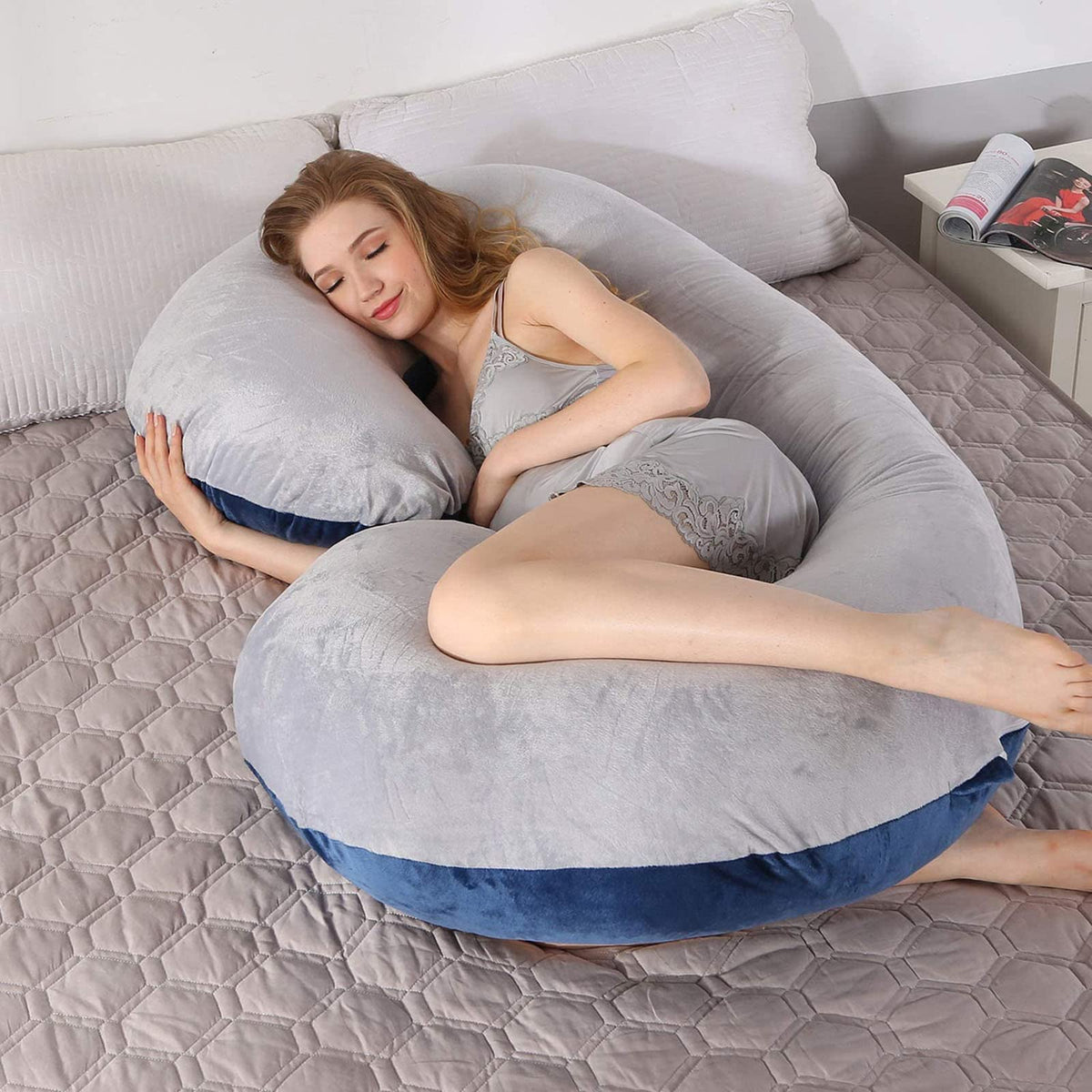 Maternity Pillow C-Type Full Body Pillow and Maternity Support Back Buttocks Legs and Abdomen Detachable