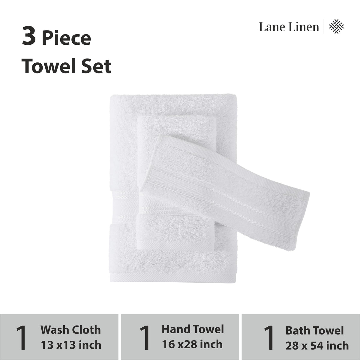 LANE LINEN 100% Cotton Zero Twist Towel Collection - Bath Towels, Bath Sheets & Towel Sets