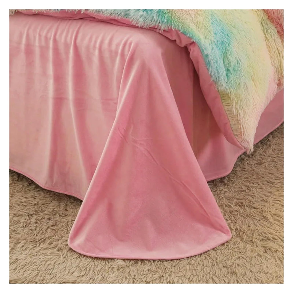 Comforter Cover Set, Gradient Color Plush Shaggy Ultra Soft Bedding Sets 4Pcs, Rainbow Tie Dye Comforter for Winter (Iridescent King)
