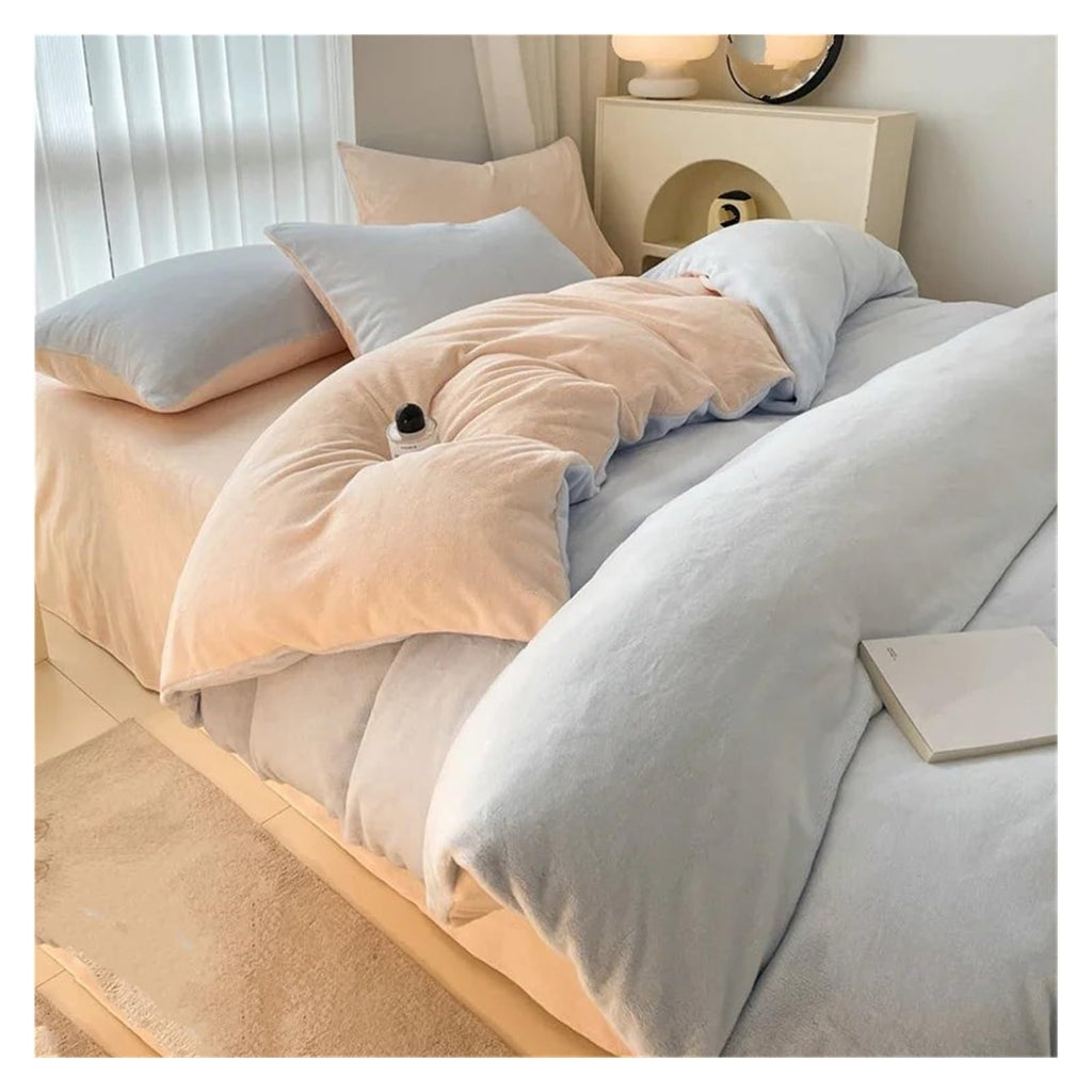 Winter Bedding Sets Winter Warm Coral Velvet Comforter Sets Sheets Double Queen Comforter Sets Sheets Pillowcases (B 220cmx240cm 4pcs)