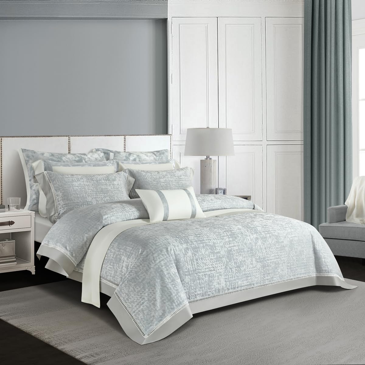 Lyocell Tencel Cotton Sheets Pillowcase Set,600TC Jacquard Duvet Cover Set