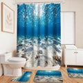 Luxury Ocean Coastal 4 Pcs Bathroom Sets with Shower Curtain Set and Rugs