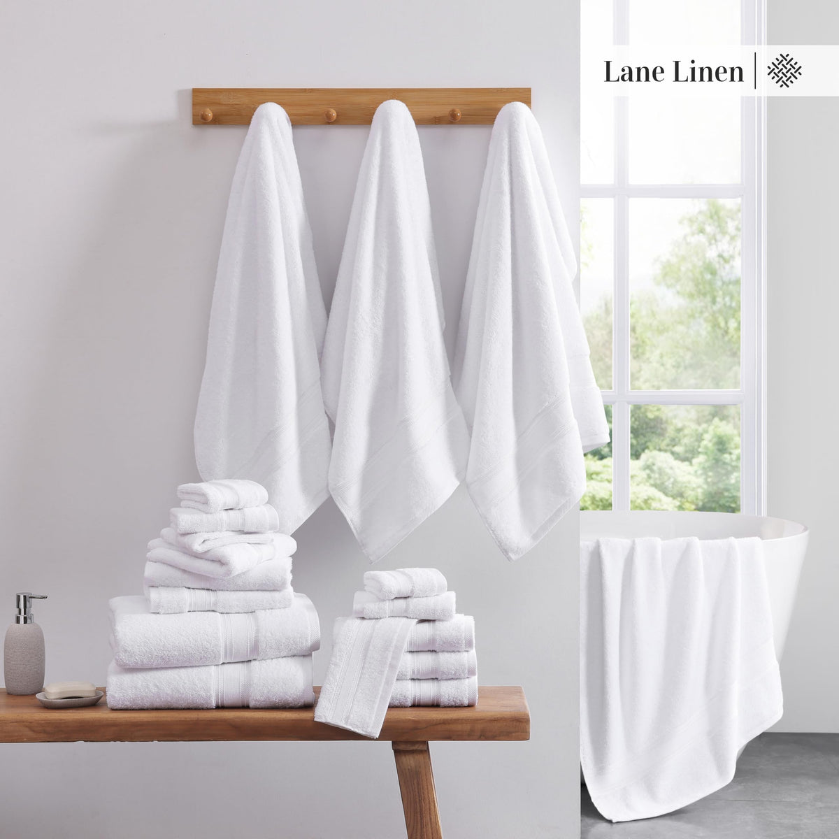 LANE LINEN 100% Cotton Zero Twist Towel Collection - Bath Towels, Bath Sheets & Towel Sets