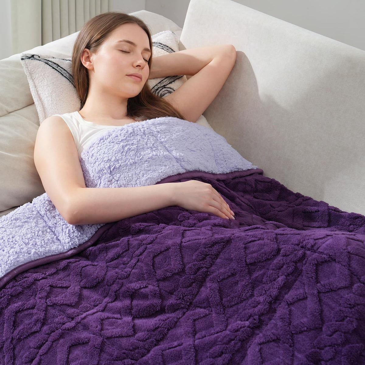 Drewin Turtleback Sherpa Weighted Blanket for Adults