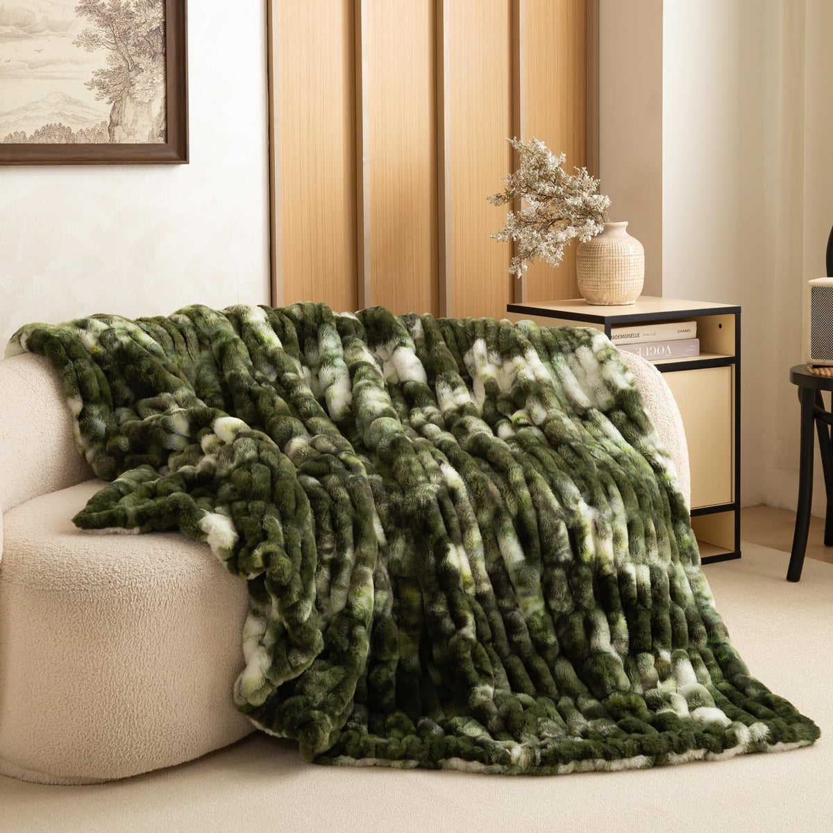 YUSOKI Luxury Double Side Faux Rabbit Fur Throw Blanket