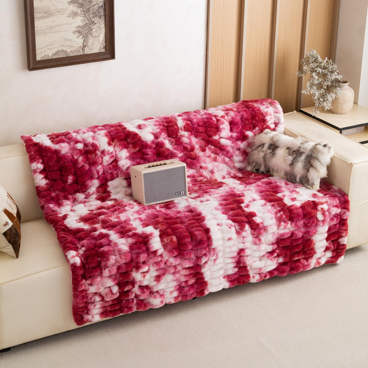 YUSOKI Luxury Double Side Faux Rabbit Fur Throw Blanket
