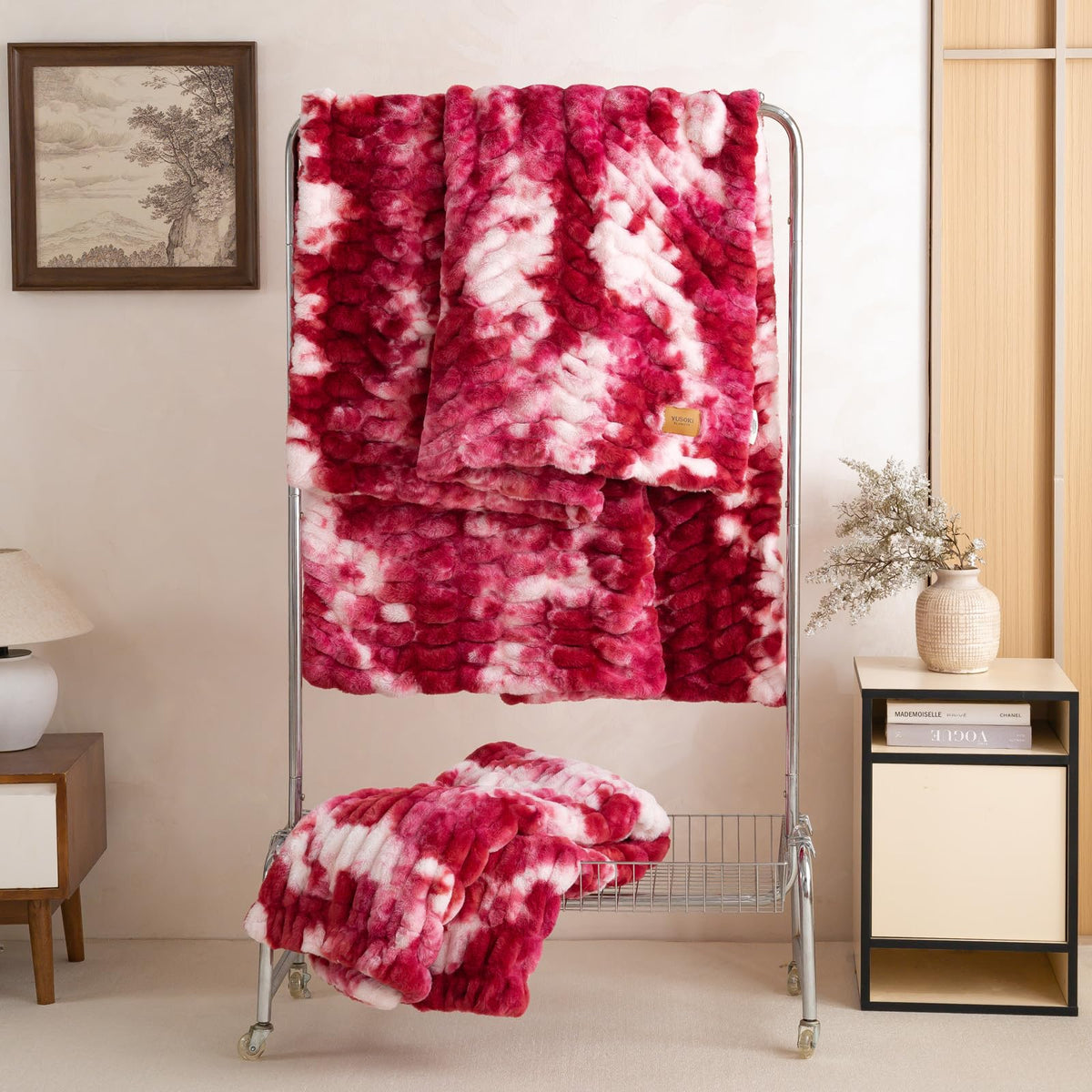 YUSOKI Luxury Double Side Faux Rabbit Fur Throw Blanket