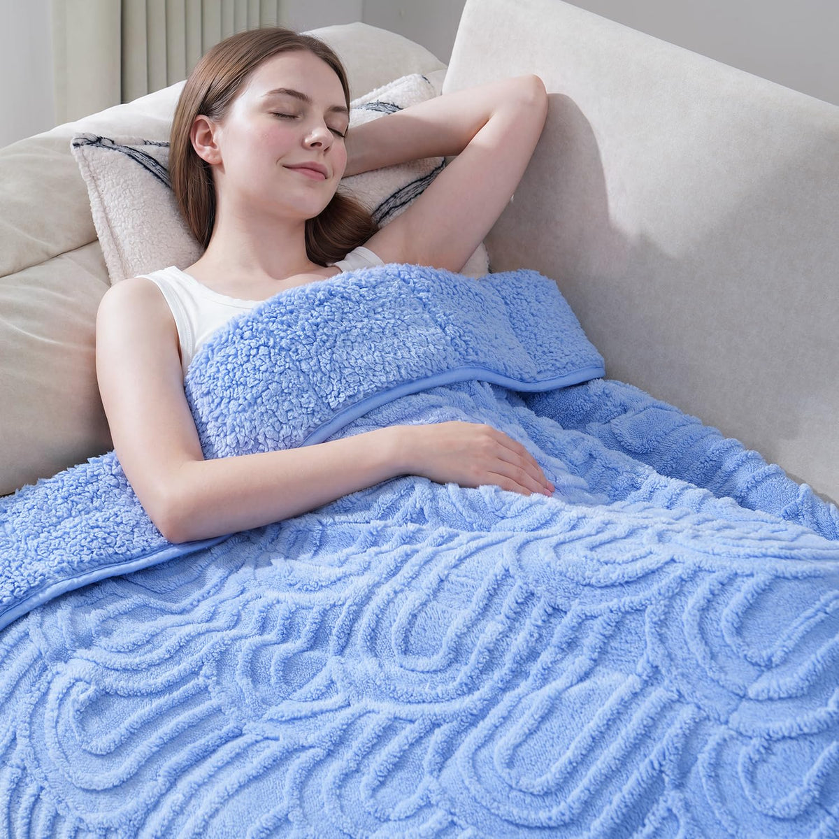 Drewin Turtleback Sherpa Weighted Blanket for Adults