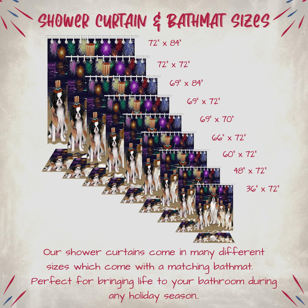 Doggie of the Day Japanese Chin Dog Bath Mat & Shower Curtain Combo - Non-Slip Bathroom Decor Plush Rug Mat Polyester Bathtub Curtain Screens with Hooks