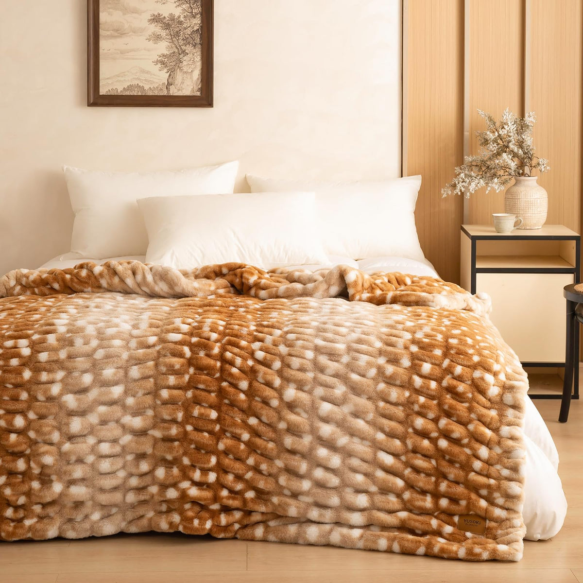 YUSOKI Luxury Double Side Faux Rabbit Fur Throw Blanket