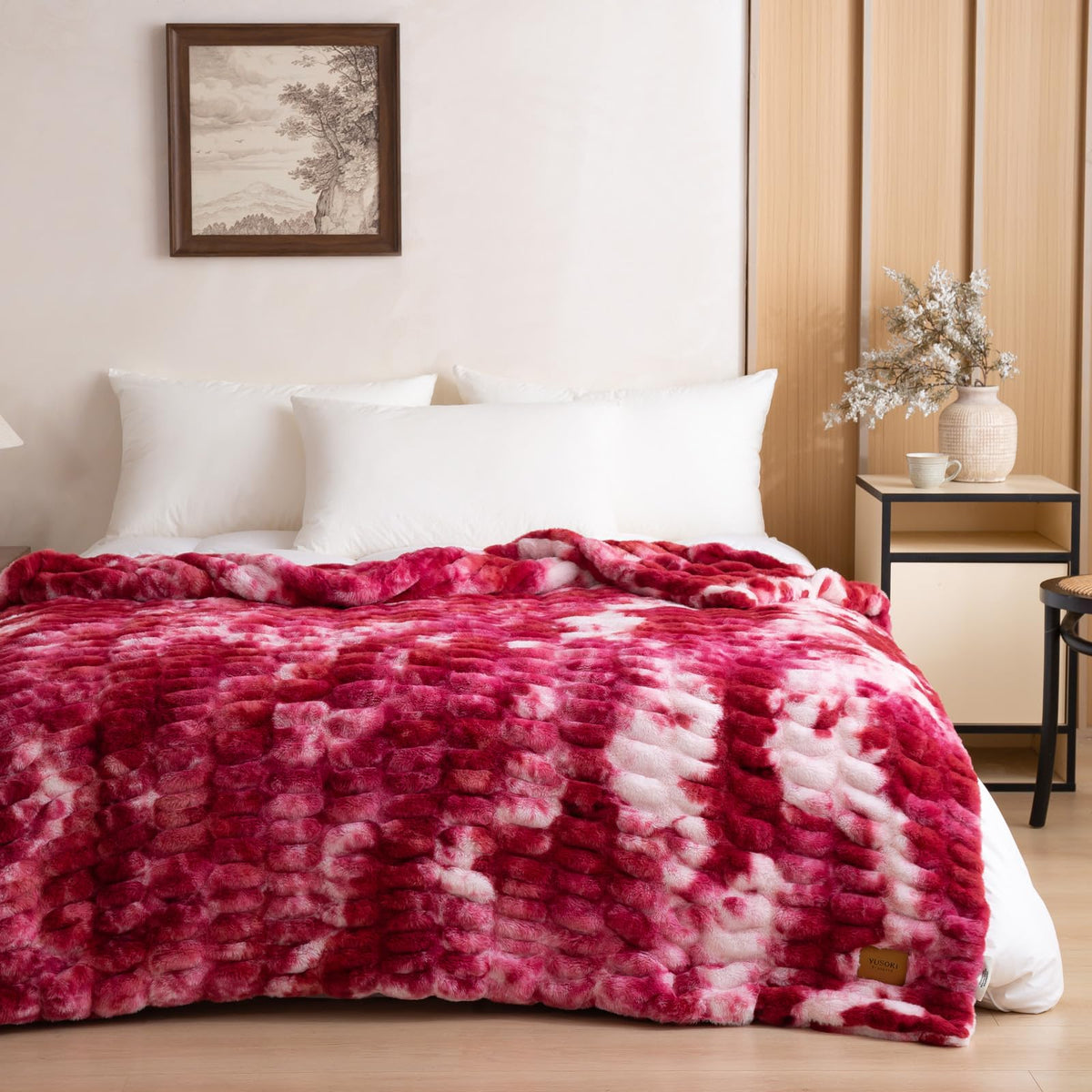 YUSOKI Luxury Double Side Faux Rabbit Fur Throw Blanket