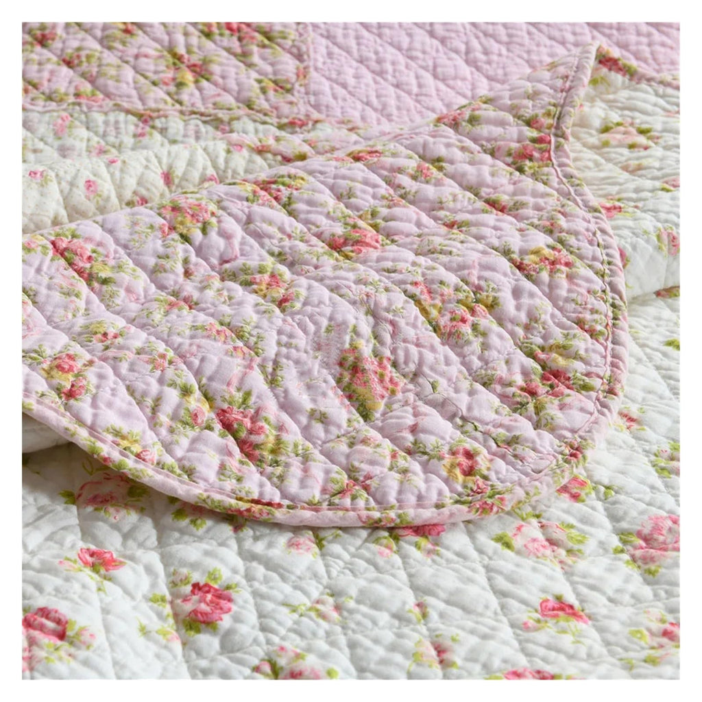 Floral Quilt Set 100% Cotton 3PCS Bedspread on The Bed Patchwork Comforter Queen Size Coverlet Blanket ()