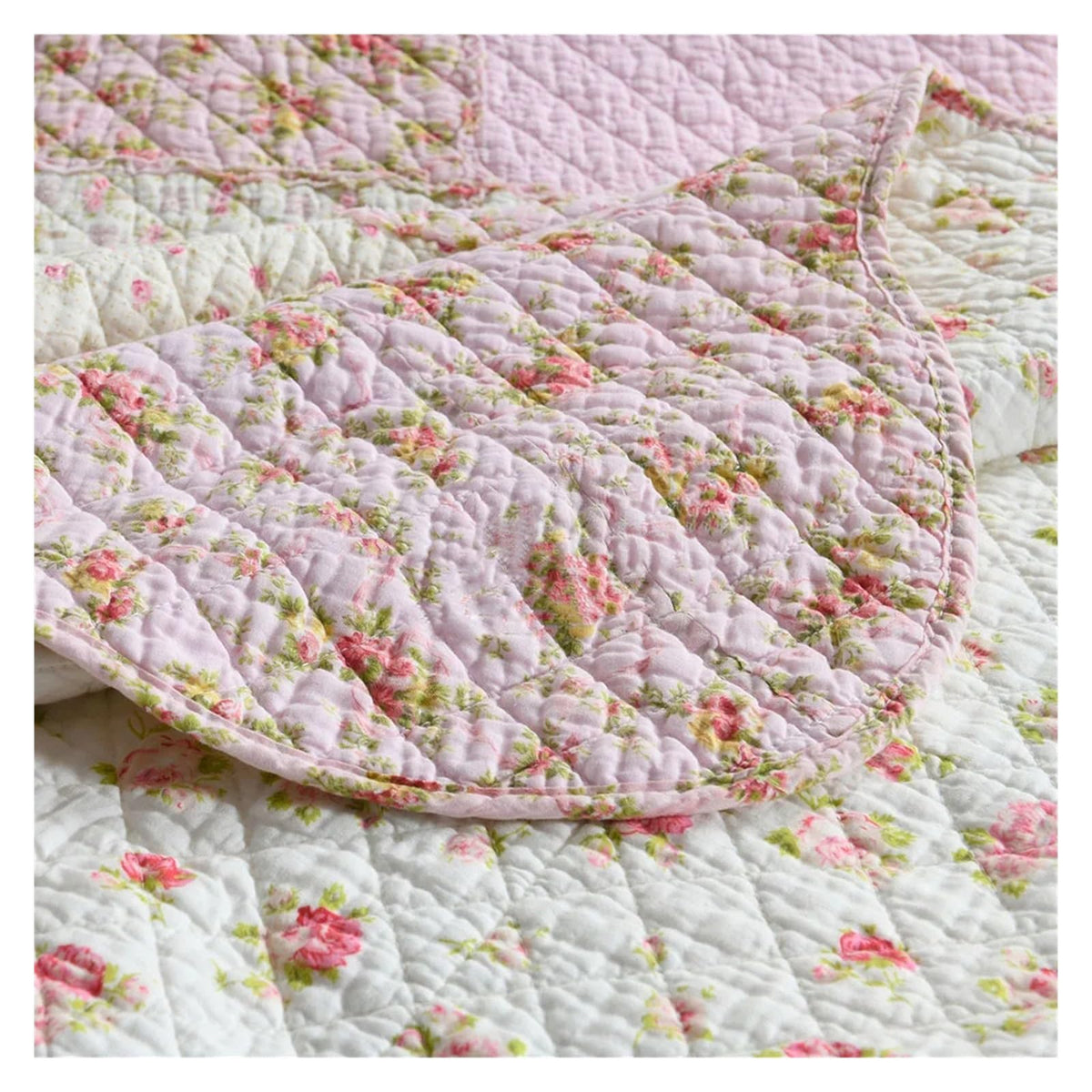 Floral Quilt Set 100% Cotton 3PCS Bedspread on The Bed Patchwork Comforter Queen Size Coverlet Blanket ()