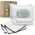Coop 2 Original Adjustable Memory Foam Pillows & 2 Waterproof Pillow Protectors – Queen | Breathable Covers, CertiPUR-US
