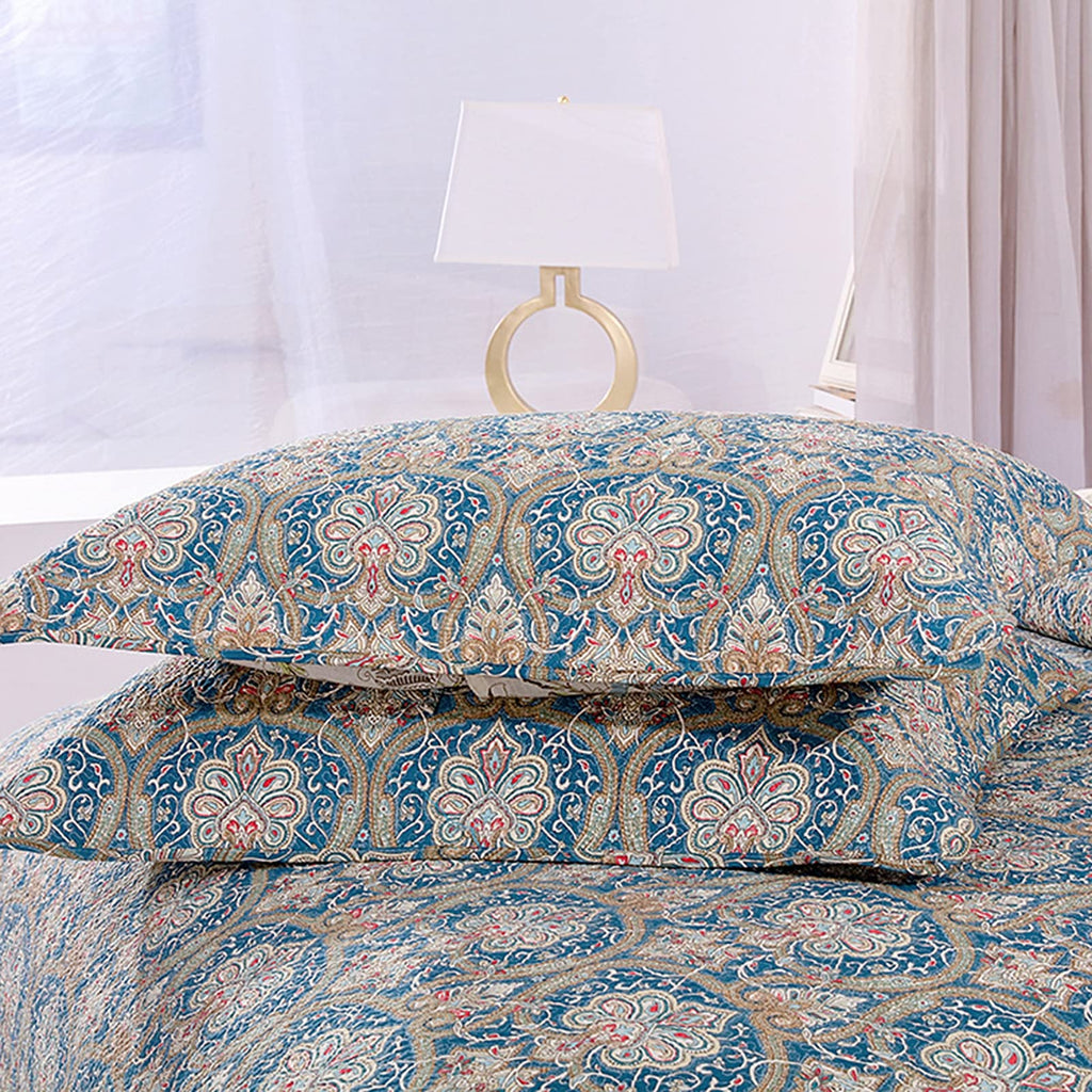 3 Piece Bedding Double Patchwork Quilted Bedspreads Ultrasonic Jacquard Quilt Coverlets with Pillowcases Single Bed Blanket Bohemian Throws All Season