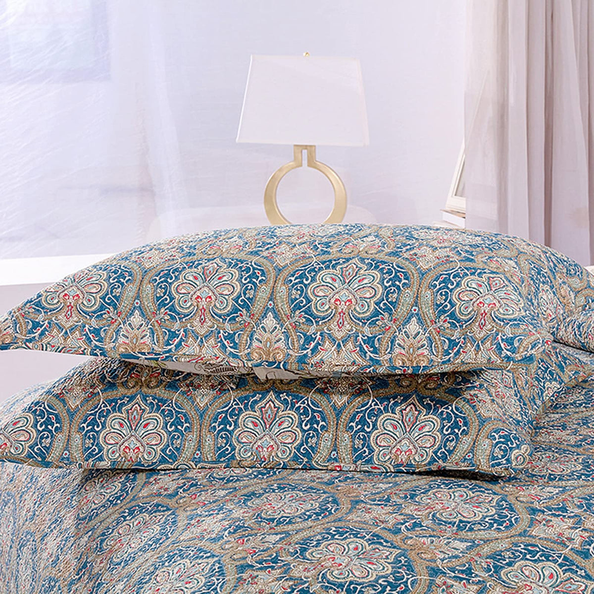 3 Piece Bedding Double Patchwork Quilted Bedspreads Ultrasonic Jacquard Quilt Coverlets with Pillowcases Single Bed Blanket Bohemian Throws All Season