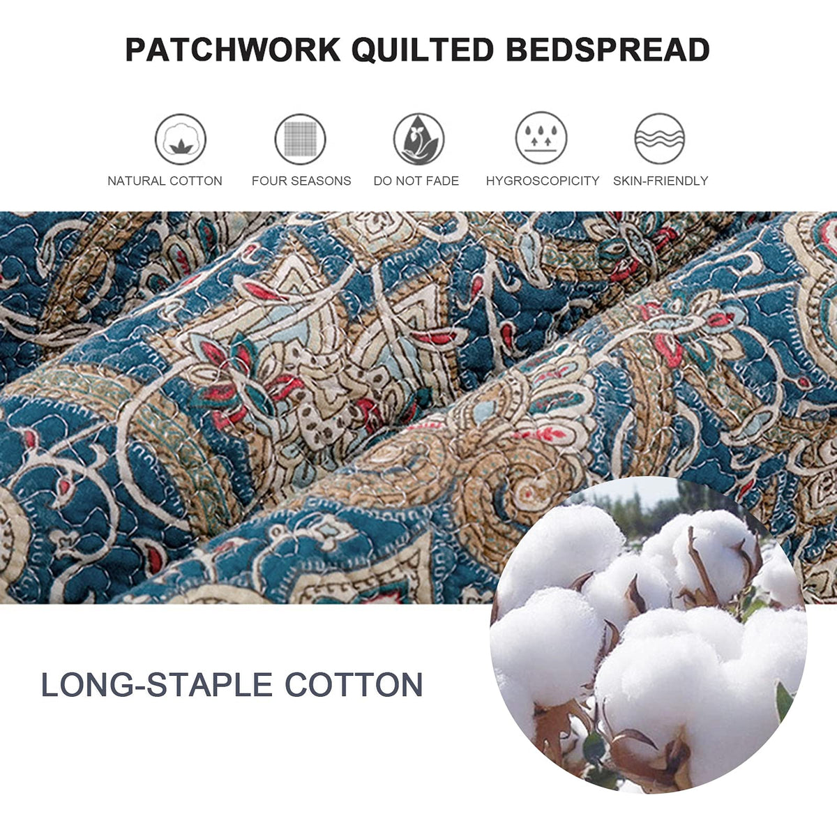 3 Piece Bedding Double Patchwork Quilted Bedspreads Ultrasonic Jacquard Quilt Coverlets with Pillowcases Single Bed Blanket Bohemian Throws All Season
