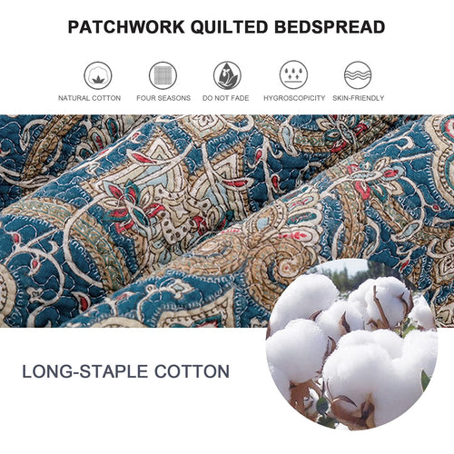3 Piece Bedding Double Patchwork Quilted Bedspreads Ultrasonic Jacquard Quilt Coverlets with Pillowcases Single Bed Blanket Bohemian Throws All Season