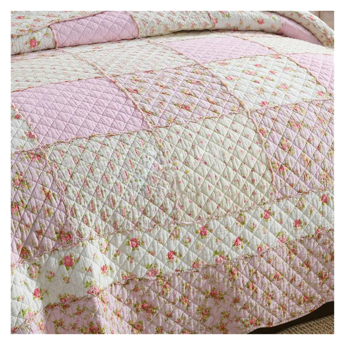 Floral Quilt Set 100% Cotton 3PCS Bedspread on The Bed Patchwork Comforter Queen Size Coverlet Blanket ()