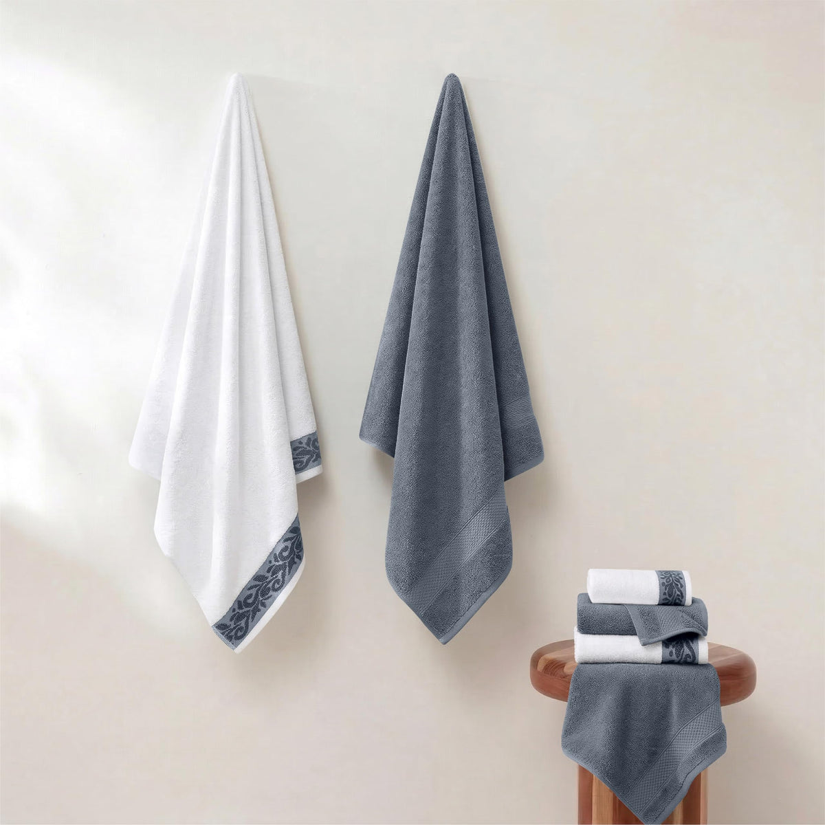 Modern Threads 6-Piece Towel Set – 100% Cotton, Quick Dry, Ultra Absorbent – Includes 2 Bath, 2 Hand, 2 Washcloths