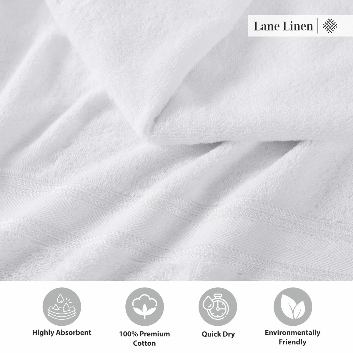 LANE LINEN 100% Cotton Zero Twist Towel Collection - Bath Towels, Bath Sheets & Towel Sets