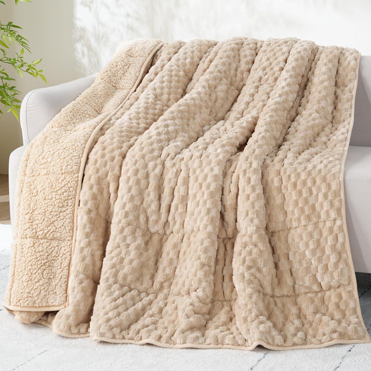 Drewin Turtleback Sherpa Weighted Blanket for Adults
