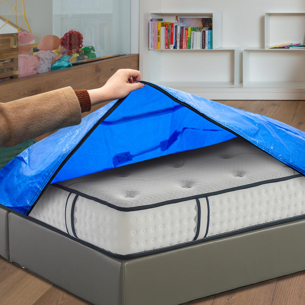 CARTMAN Mattress Bags for Moving Reusable Heavy Duty Tarp Mattress Storage Bag with Handles Strong Zipper Closure Mattress Moving Bag Extra Thick Mattress Cover for House Moving Travel