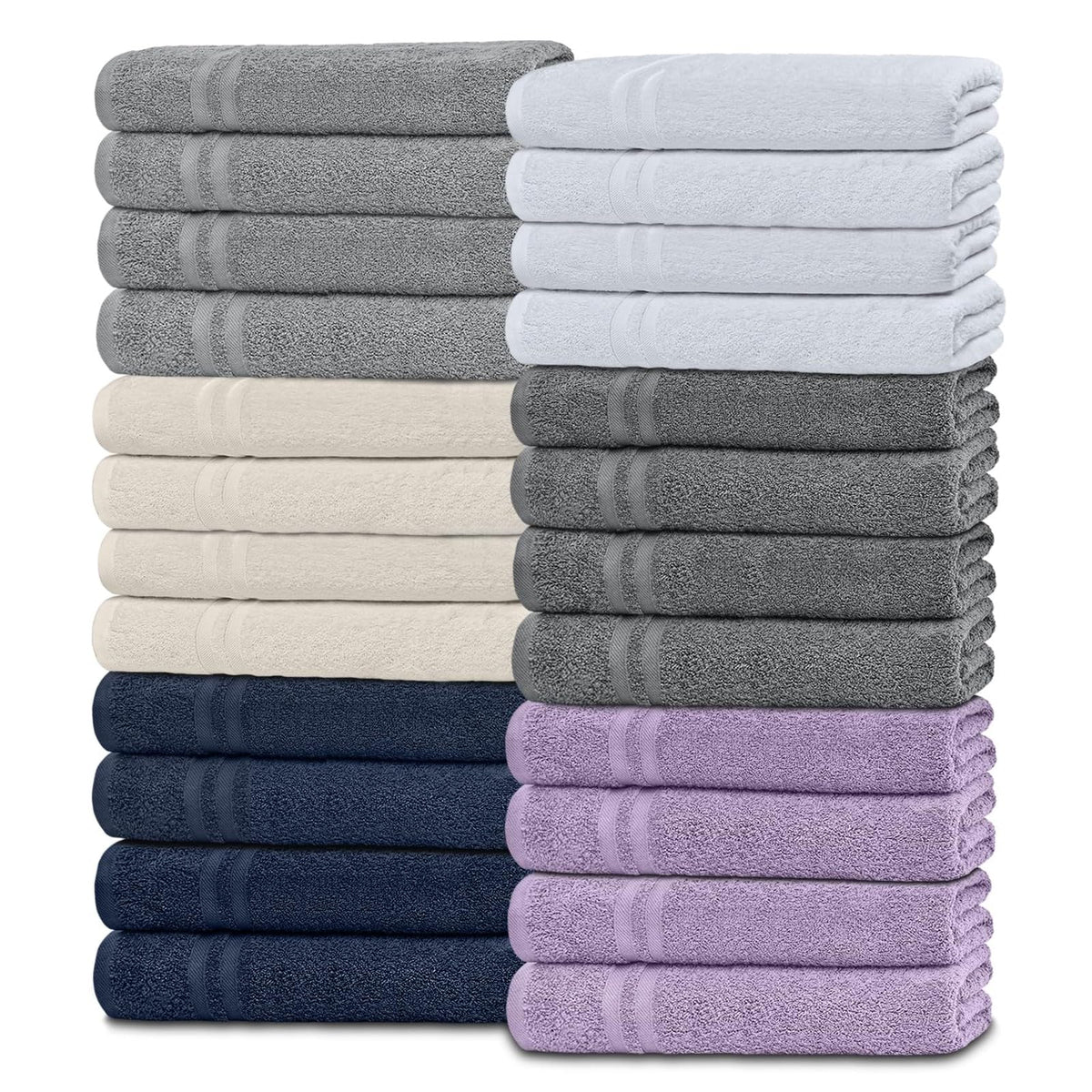 White Hand Towels Set for Bathroom, 6 Pack - Cotton Hand Towel Set for Gym, Kitchen and Spa, 16x27 Inches Soft Highly Absorbent Quick Dry Terry Salon Towels