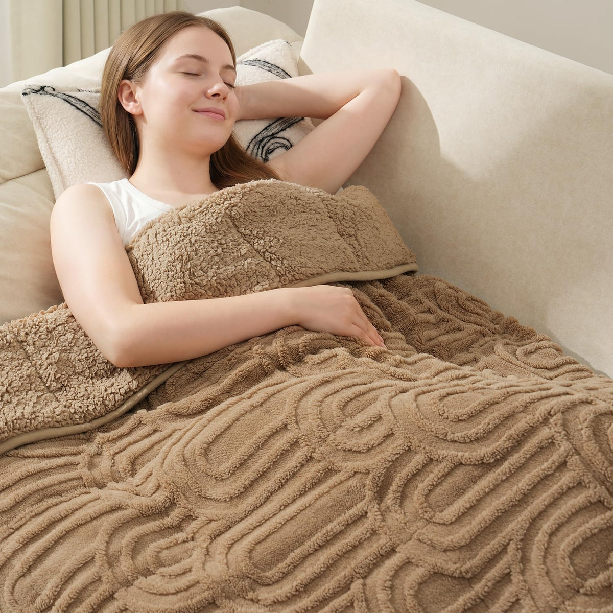 Drewin Turtleback Sherpa Weighted Blanket for Adults