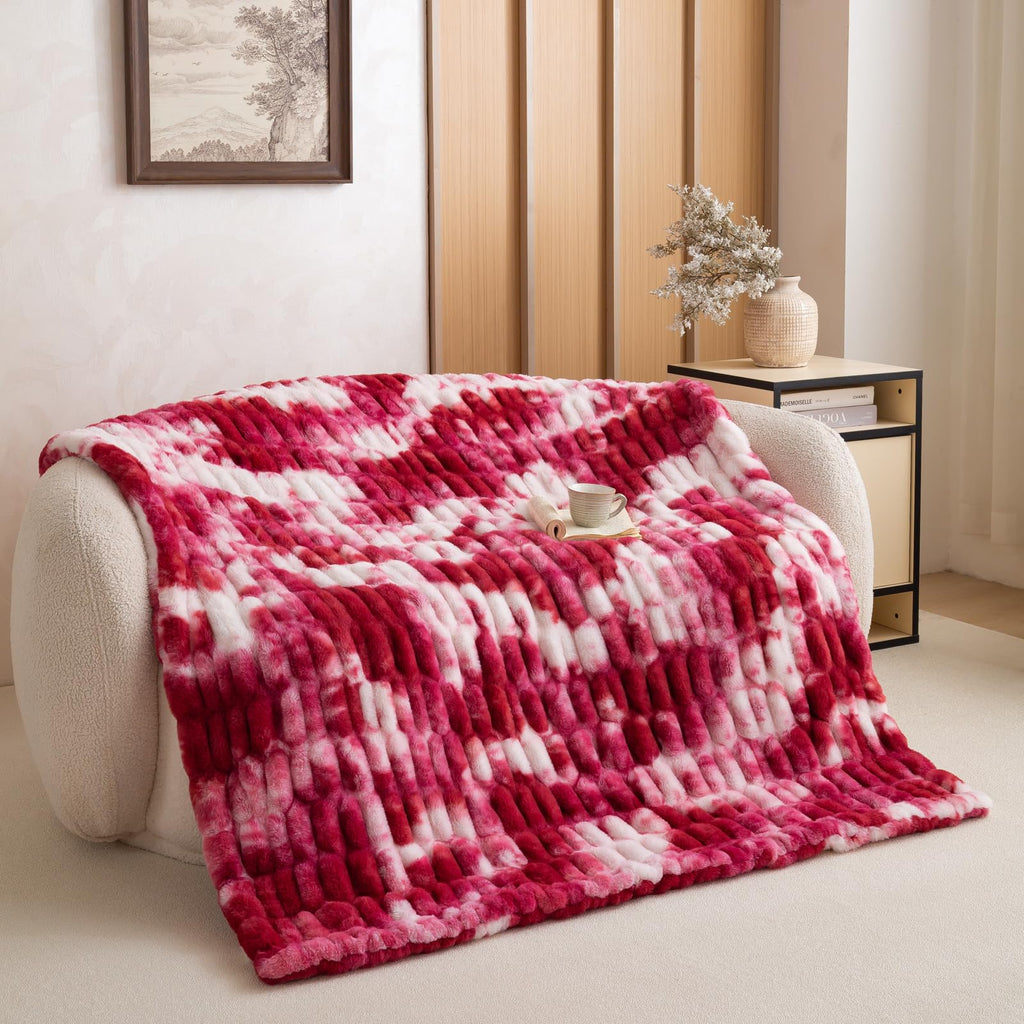 YUSOKI Luxury Double Side Faux Rabbit Fur Throw Blanket