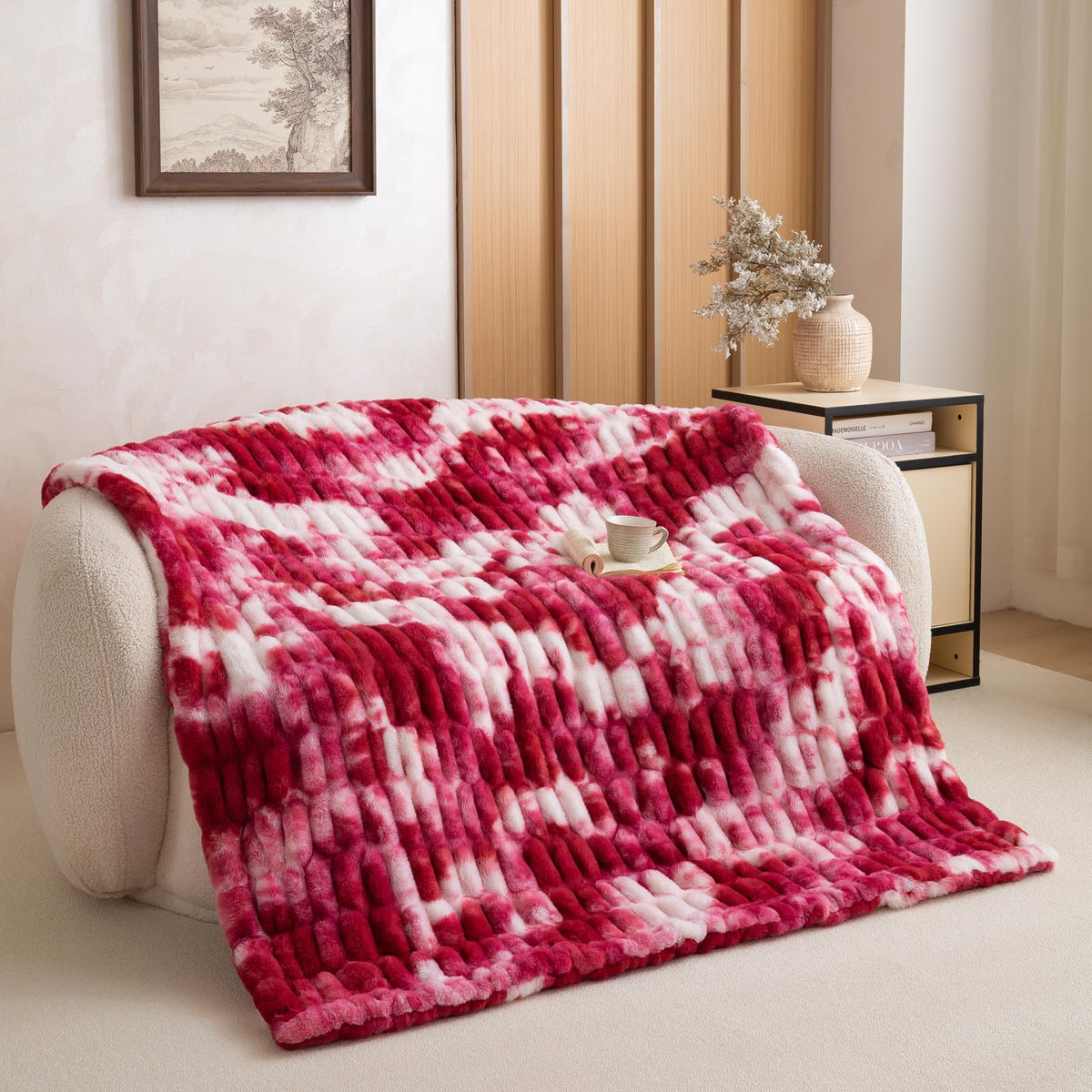 YUSOKI Luxury Double Side Faux Rabbit Fur Throw Blanket