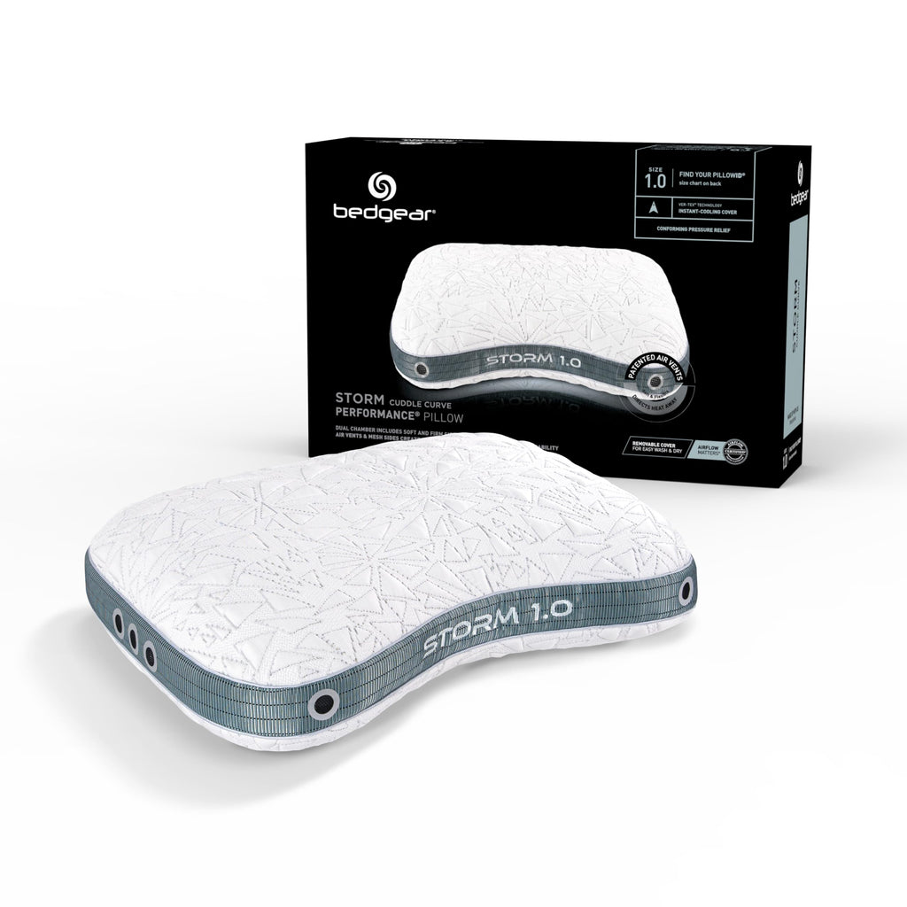 Bedgear Storm Cuddle Curve Performance Pillow, Cooling Pillow for Side Sleepers, Medium Firm Support, Ver-Tex Cooling Cover, Air-X Mesh, Washable