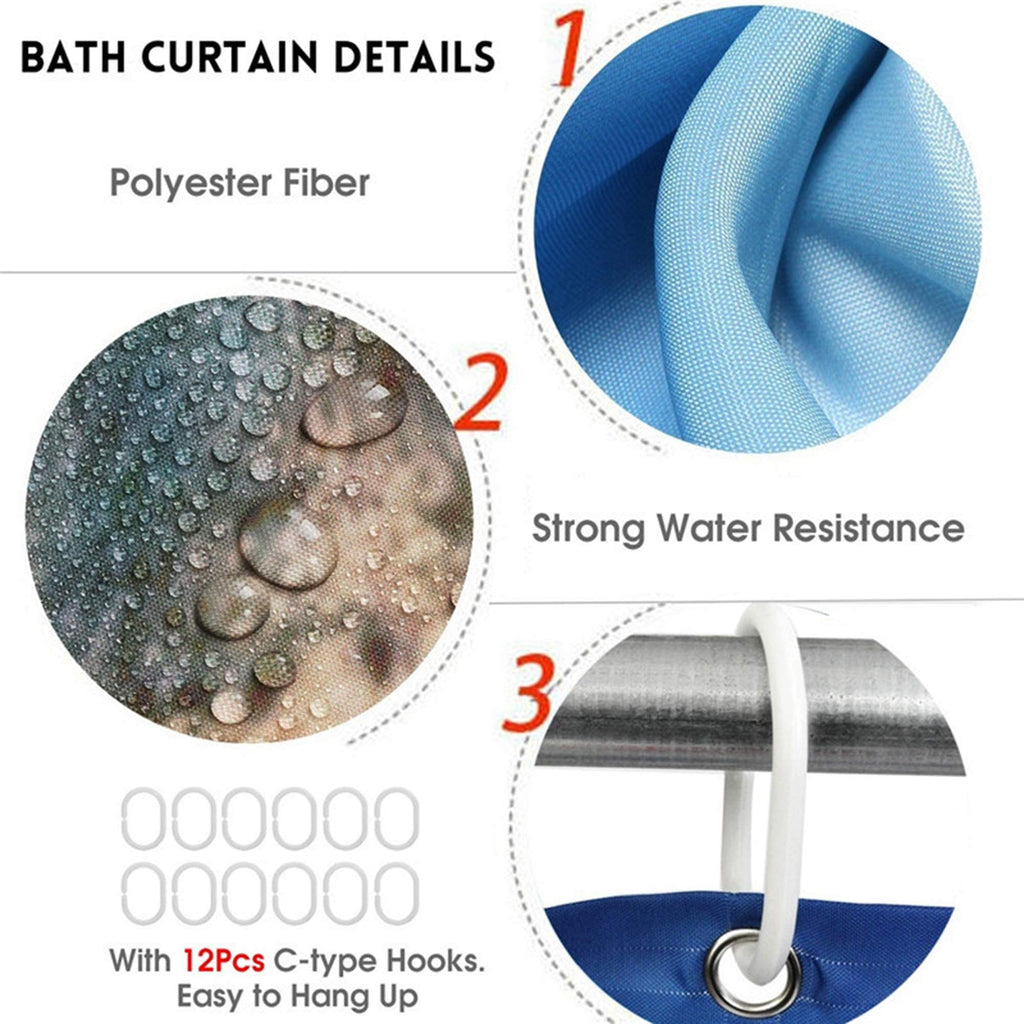 16 Pcs Shower Curtain Sets with Rugs Waterproof Fabric Bathroom Curtains Bath Rugs Toilet Mat Toilet Lid Rug with 12 Hooks Elephant Lion Tiger Bathroom Accessories 10 (12)
