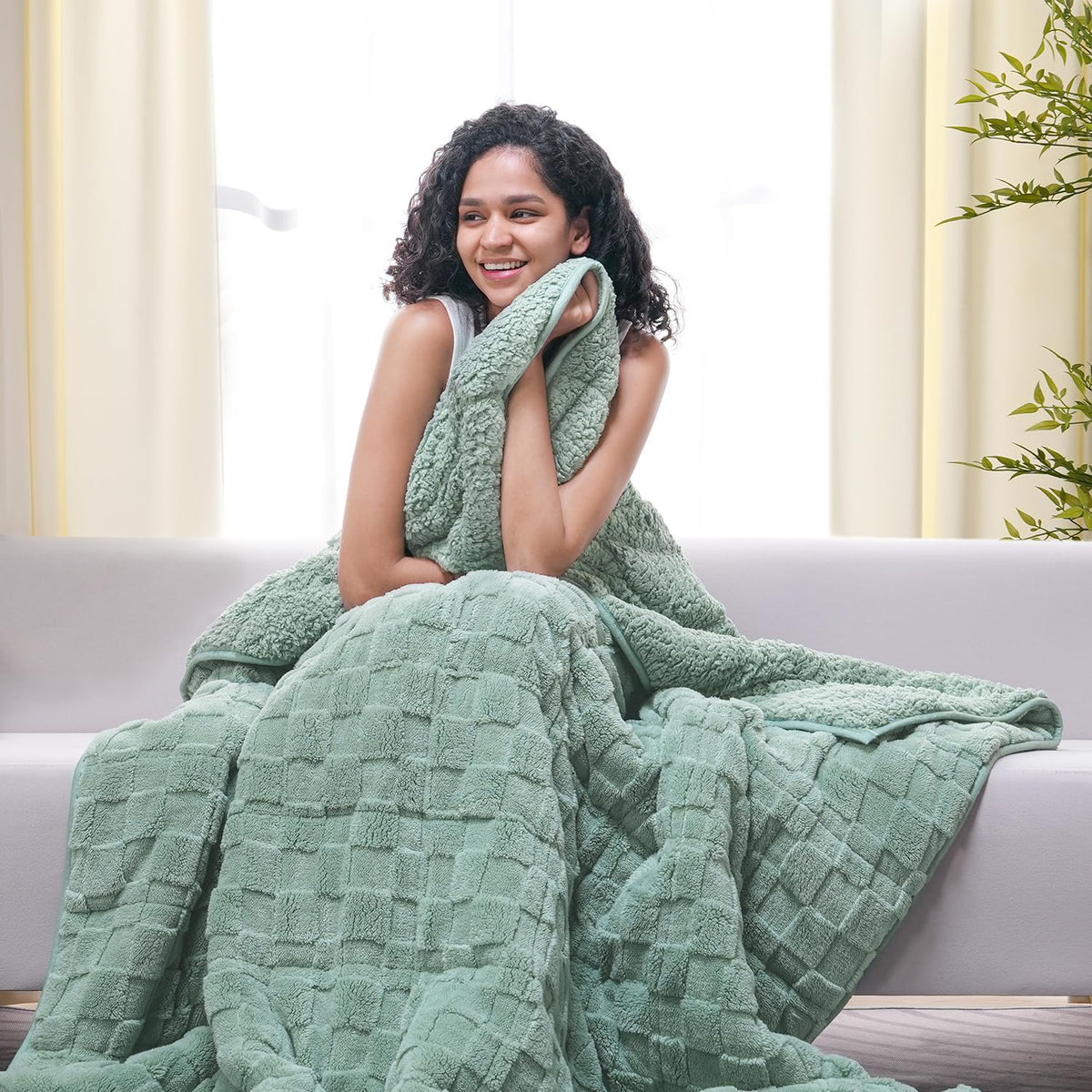 Drewin Turtleback Sherpa Weighted Blanket for Adults