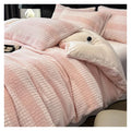 Winter Bedding Set Deluxe Milk Velvet Warm Comforter Set with Sheet Quilt Cover Pillowcase (B 220 * 240cm)
