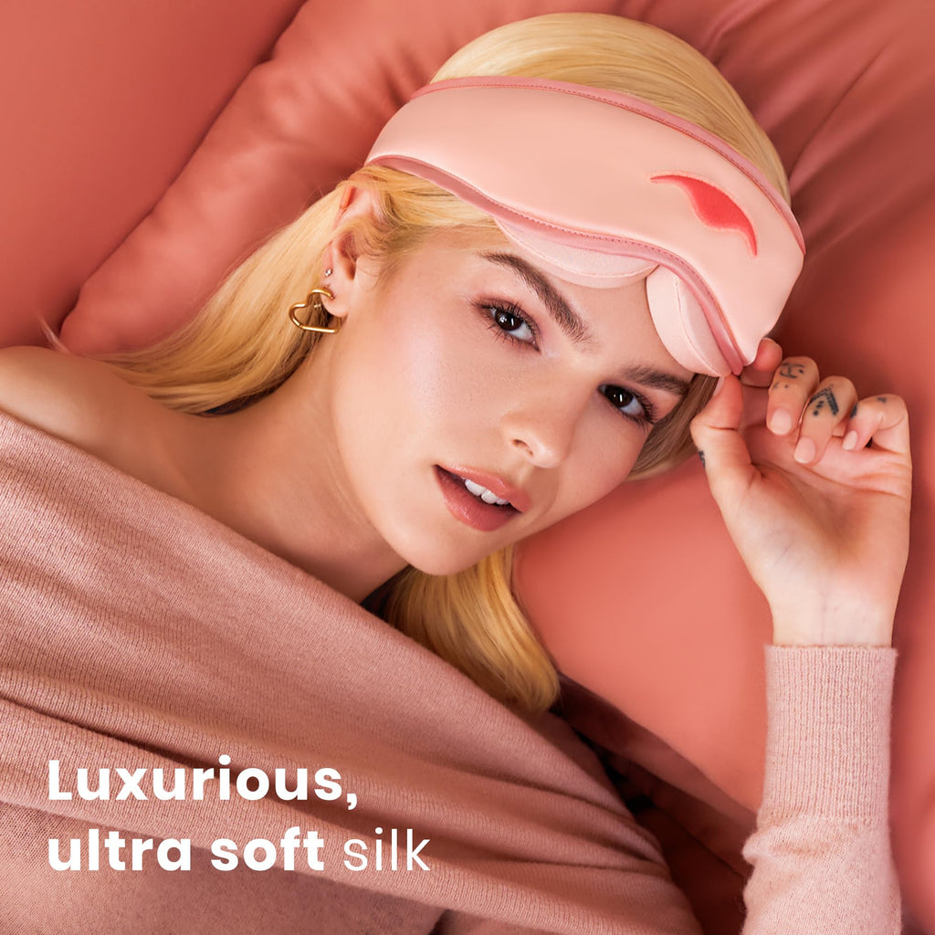 Manta Silk Sleep Mask - Luxury Silk Eye Mask with Pure Silk Eye Cups, Gentle on Skin & Hair, Breathable, Sleep Mask with Tapered Fit for Comfort