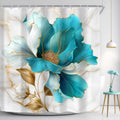 Riyidecor Marble Floral 4PCS Shower Curtain Sets