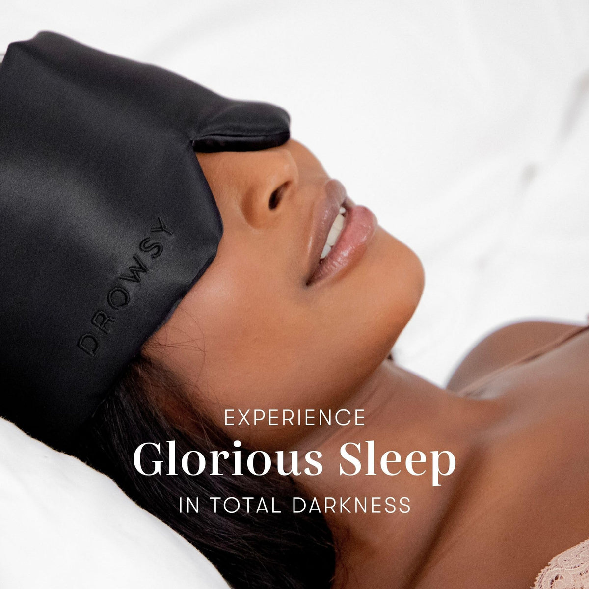 DROWSY Silk Sleep Mask. Face-Hugging, Padded Silk Cocoon for Luxury Sleep in Total Darkness.