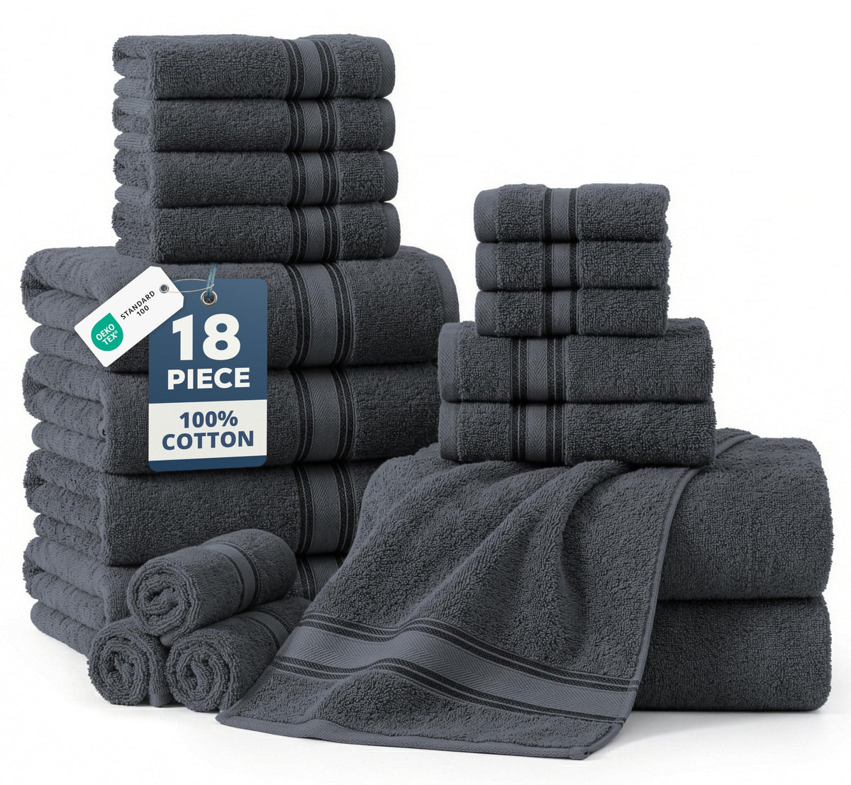 LANE LINEN 100% Cotton Zero Twist Towel Collection - Bath Towels, Bath Sheets & Towel Sets