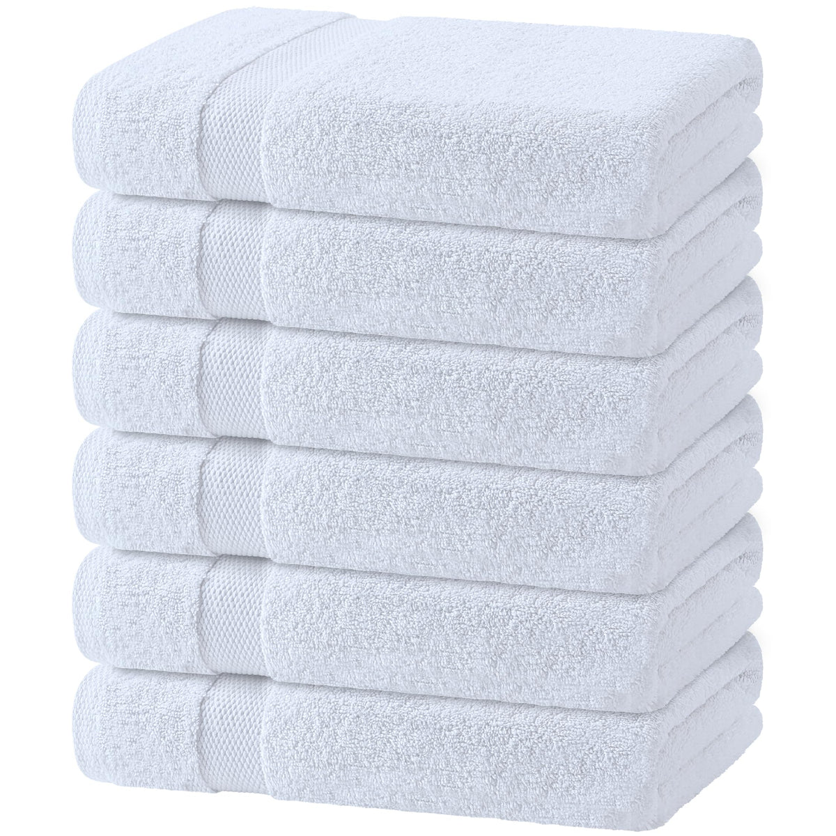 White Hand Towels Set for Bathroom, 6 Pack - Cotton Hand Towel Set for Gym, Kitchen and Spa, 16x27 Inches Soft Highly Absorbent Quick Dry Terry Salon Towels
