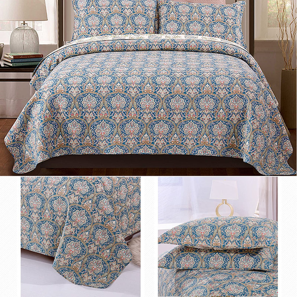 3 Piece Bedding Double Patchwork Quilted Bedspreads Ultrasonic Jacquard Quilt Coverlets with Pillowcases Single Bed Blanket Bohemian Throws All Season