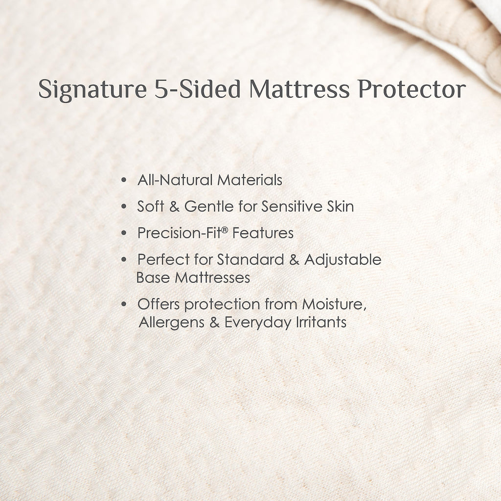 Dr. Weil Signature 5-Sided Mattress Protector, Elastic Fitted Cover, Fits Adjustable & Standard Mattresses, Cotton Wool Blend, White