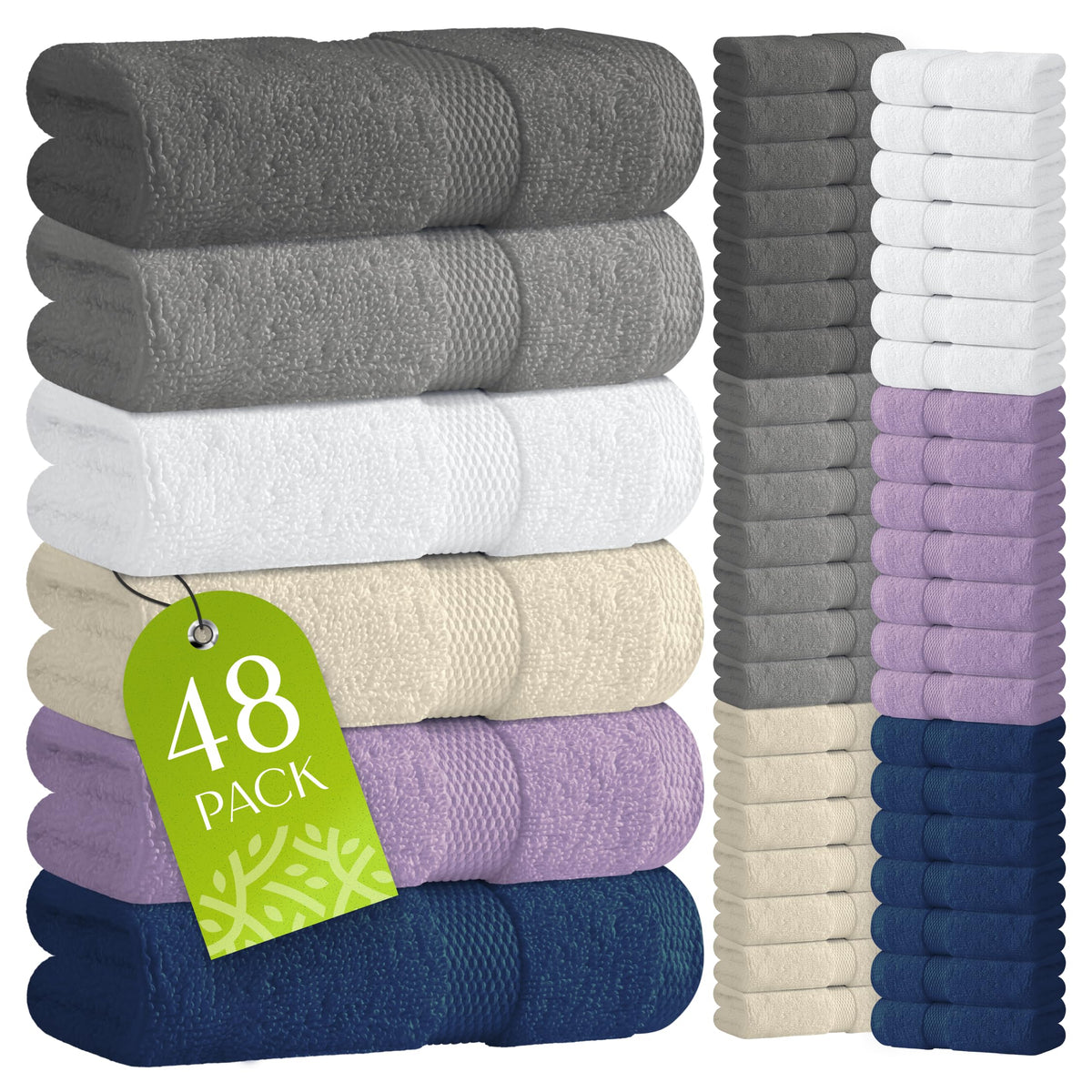 White Hand Towels Set for Bathroom, 6 Pack - Cotton Hand Towel Set for Gym, Kitchen and Spa, 16x27 Inches Soft Highly Absorbent Quick Dry Terry Salon Towels