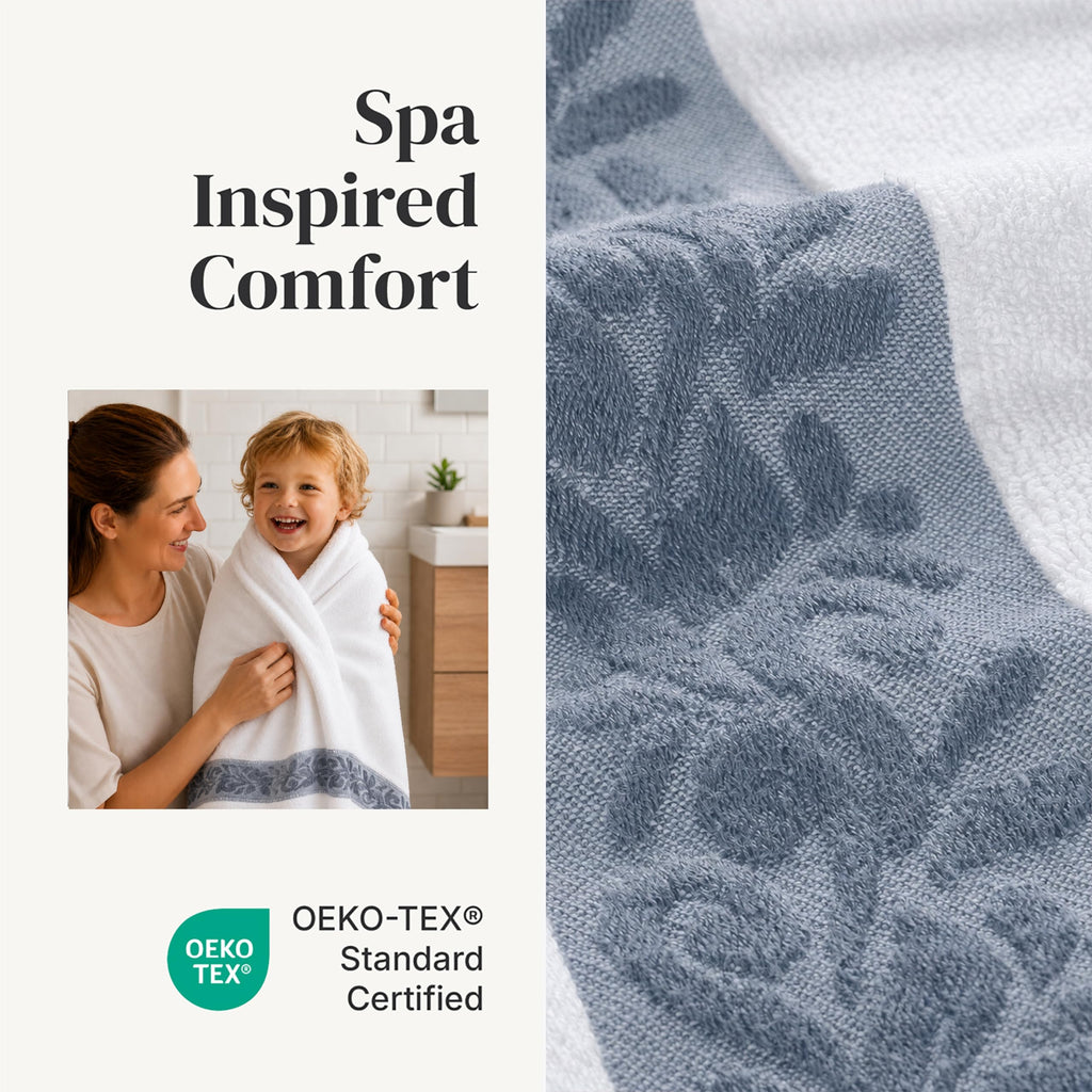 Modern Threads 6-Piece Towel Set – 100% Cotton, Quick Dry, Ultra Absorbent – Includes 2 Bath, 2 Hand, 2 Washcloths