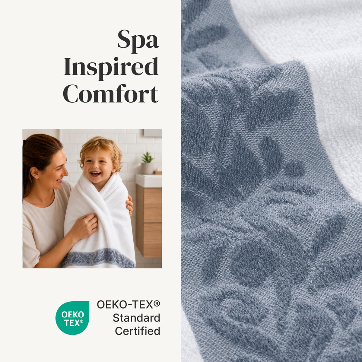 Modern Threads 6-Piece Towel Set – 100% Cotton, Quick Dry, Ultra Absorbent – Includes 2 Bath, 2 Hand, 2 Washcloths